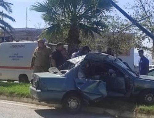 Λουτράκι:  Άγιο είχε υποψήφια του Γιώργου Γκιώνη. Καρφώθηκε με το Ι.Χ.  σε κολώνα